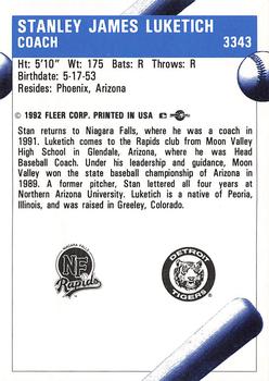 1992 Fleer ProCards #3343 Stan Luketich Back