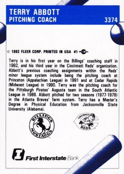 1992 Fleer ProCards #3374 Terry Abbott Back