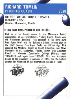 1992 Fleer ProCards #3698 Rick Tomlin Back