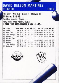 1992 Fleer ProCards #3916 Dave Martinez  Back
