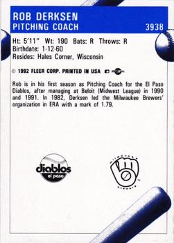 1992 Fleer ProCards #3938 Rob Derksen Back