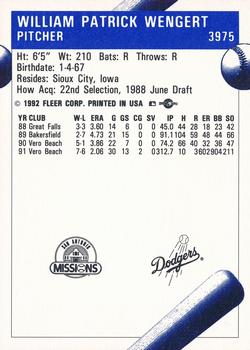 1992 Fleer ProCards #3975 Bill Wengert Back