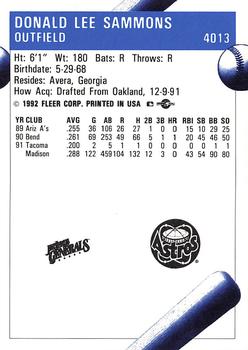 1992 Fleer ProCards #4013 Lee Sammons Back
