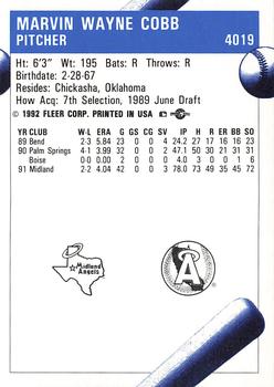 1992 Fleer ProCards #4019 Marvin Cobb Back