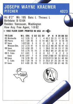 1992 Fleer ProCards #4023 Joe Kraemer Back
