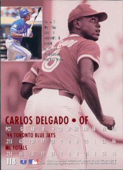 1995 Ultra #118 Carlos Delgado Back