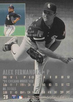1995 Ultra #28 Alex Fernandez Back