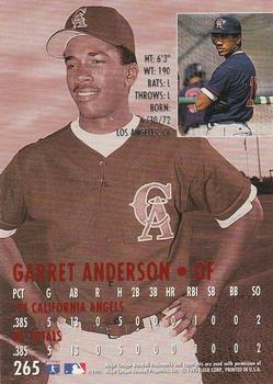 1995 Ultra #265 Garret Anderson Back