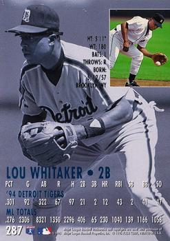 1995 Ultra #287 Lou Whitaker Back