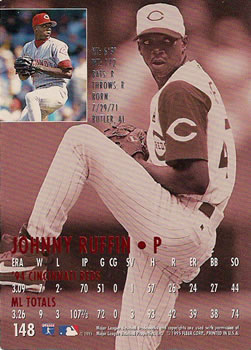 1995 Ultra #148 Johnny Ruffin Back