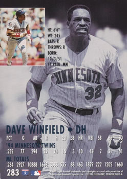 1995 Ultra #283 Dave Winfield Back
