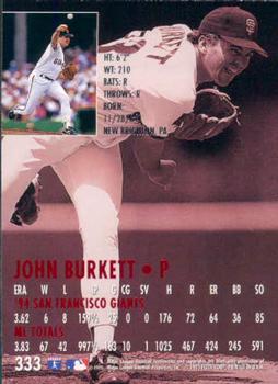 1995 Ultra #333 John Burkett Back