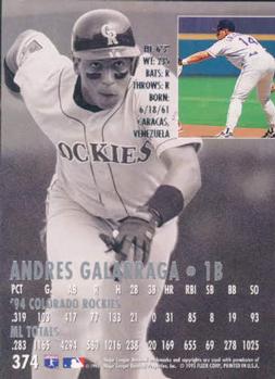 1995 Ultra #374 Andres Galarraga Back