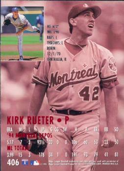 1995 Ultra #406 Kirk Rueter Back