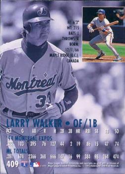 1995 Ultra #409 Larry Walker Back