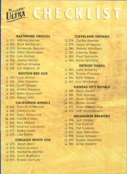 1995 Ultra #448 Checklist: 251-344 Front