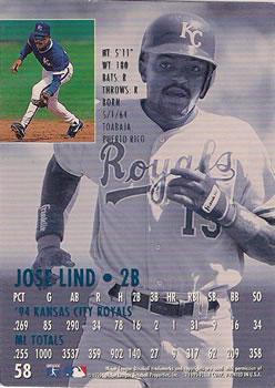 1995 Ultra #58 Jose Lind Back