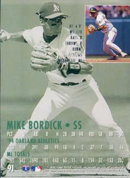 1995 Ultra #91 Mike Bordick Back