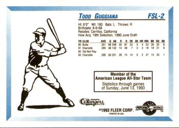 1993 Fleer ProCards Florida State League All-Stars #FSL-2 Todd Guggiana Back