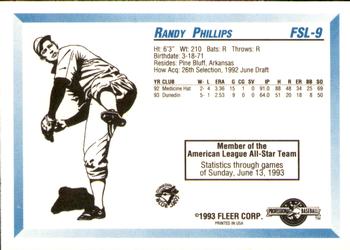 1993 Fleer ProCards Florida State League All-Stars #FSL-9 Randy Phillips Back