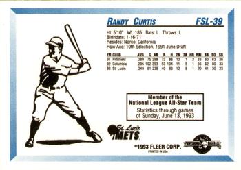 1993 Fleer ProCards Florida State League All-Stars #FSL-39 Randy Curtis Back