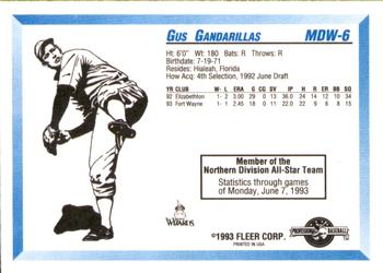 1993 Fleer ProCards Midwest League All-Stars #MDW-6 Gus Gandarillas Back