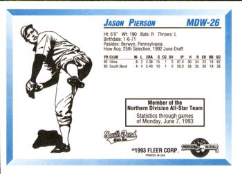 1993 Fleer ProCards Midwest League All-Stars #MDW-26 Jason Pierson Back
