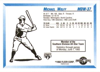 1993 Fleer ProCards Midwest League All-Stars #MDW-37 Michael Wolff Back