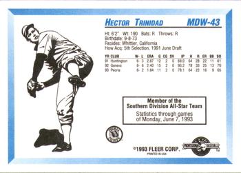 1993 Fleer ProCards Midwest League All-Stars #MDW-43 Hector Trinidad Back