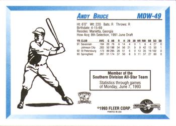 1993 Fleer ProCards Midwest League All-Stars #MDW-49 Andy Bruce Back