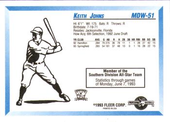 1993 Fleer ProCards Midwest League All-Stars #MDW-51 Keith Johns Back