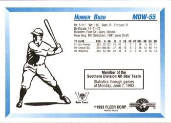 1993 Fleer ProCards Midwest League All-Stars #MDW-55 Homer Bush Back