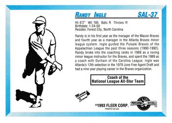 1993 Fleer ProCards South Atlantic League All-Stars #SAL-37 Randy Ingle Back