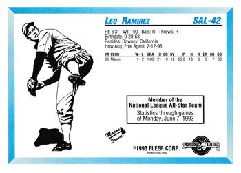 1993 Fleer ProCards South Atlantic League All-Stars #SAL-42 Leo Ramirez Back