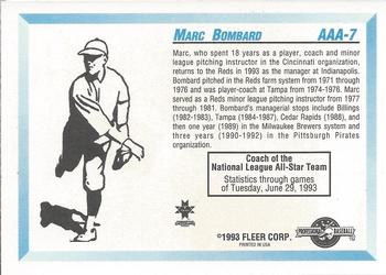 1993 Fleer ProCards Triple A All-Stars #AAA-7 Marc Bombard Back
