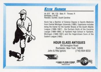 1993 Fleer ProCards #NNO Kevin Harmon Back