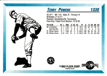 1993 Fleer ProCards #1338 Terry Powers Back