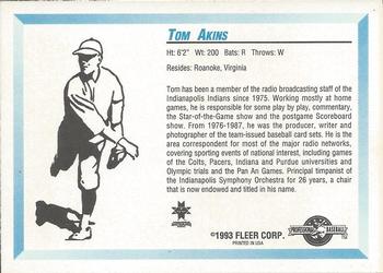 1993 Fleer ProCards #NNO Tom Akins Back