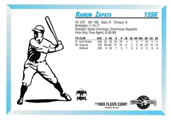 1993 Fleer ProCards #1556 Ramon Zapata Back