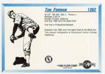 1993 Fleer ProCards #1362 Tom Fordham Back