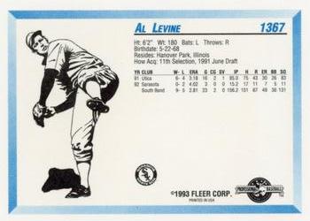 1993 Fleer ProCards #1367 Al Levine Back