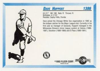 1993 Fleer ProCards #1386 Dave Huppert Back