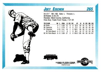 1993 Fleer ProCards #265 Joey Eischen Back