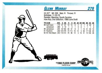 1993 Fleer ProCards #279 Glenn Murray Back