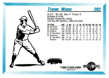 1993 Fleer ProCards #282 Tyrone Woods Back