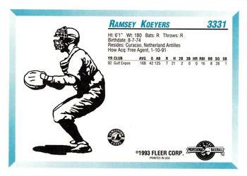 1993 Fleer ProCards #3331 Ramsey Koeyers Back