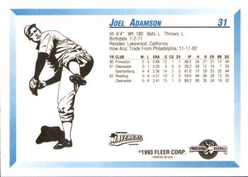 1993 Fleer ProCards #31 Joel Adamson Back