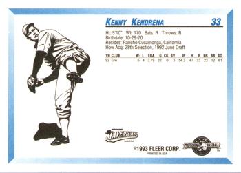 1993 Fleer ProCards #33 Kenny Kendrena Back