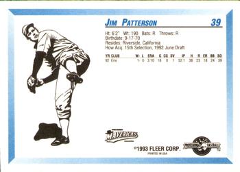 1993 Fleer ProCards #39 Jim Patterson Back