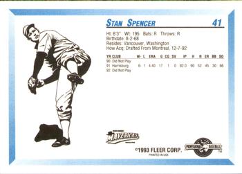 1993 Fleer ProCards #41 Stan Spencer Back